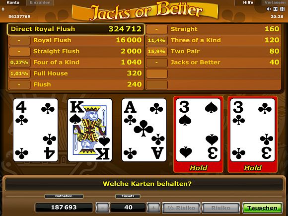 Jacks or Better Videopoker